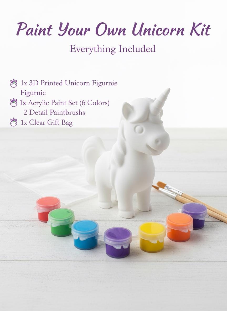 Paint Your Own Unicorn Kit — 12 Paints & Brushes Included | Complete Kids Craft Gift | Ages 5+