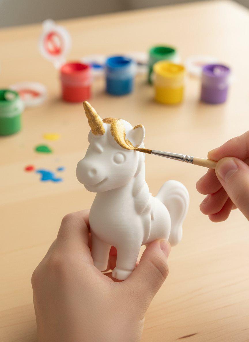 Paint Your Own Unicorn Kit — 12 Paints & Brushes Included | Complete Kids Craft Gift | Ages 5+